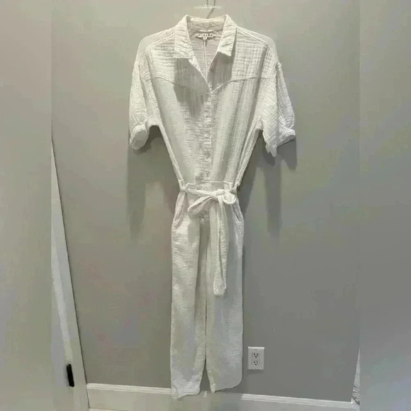XIRENA Theo Jumpsuit White Cotton Size M - Picture 2 of 5